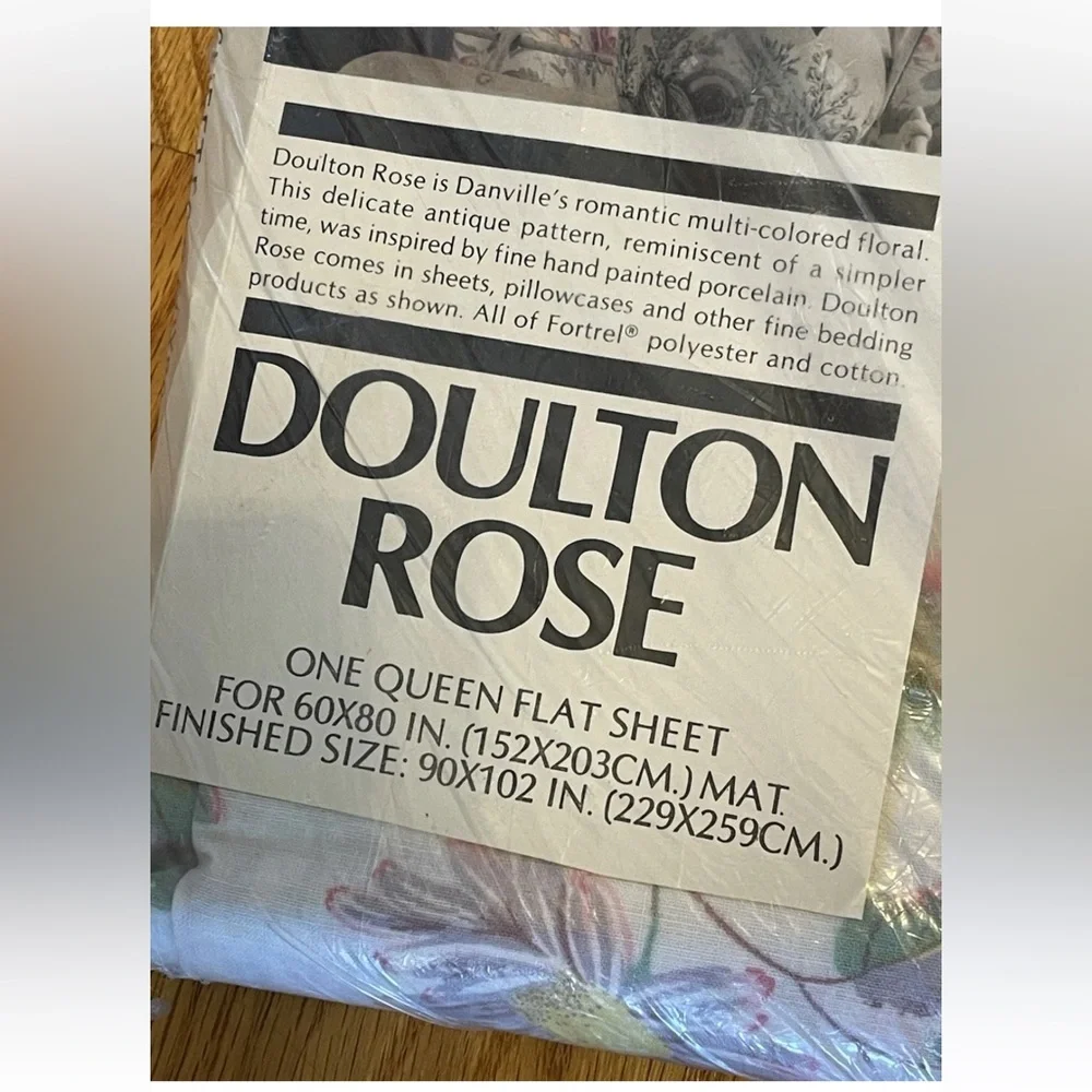 🆕 Danville Doulton rose Floral Queen Flat Sheet NOS shabby chic cottage‎ core